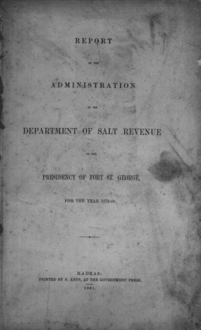 Report on the administration of the Department of Salt Revenue in the Presidency of Fort St. George for the year 1879-80